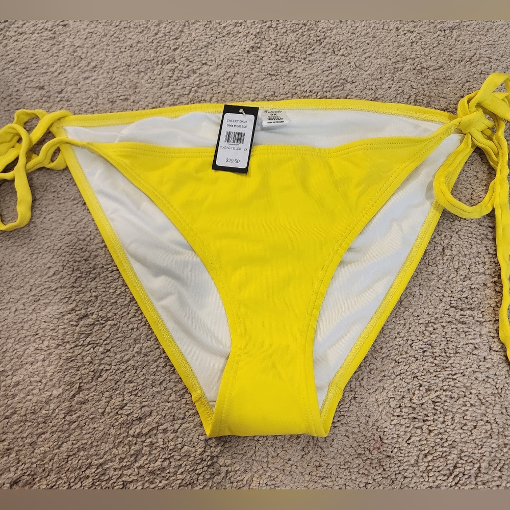 Bright Yellow Bikini Bottoms Fredericks Of Holloywood NWT Size 2X Beach Cruise